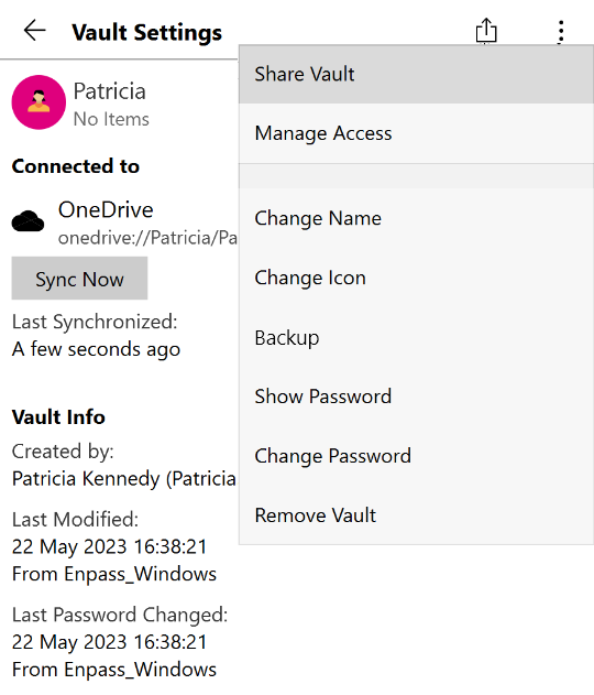 Manage who has access to your shared Business vaults
